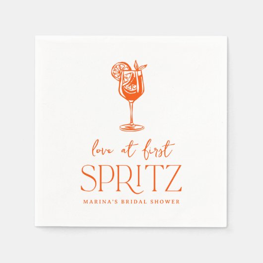 Liebe im ersten Spritz-Brautparty Serviette (Vorderseite)