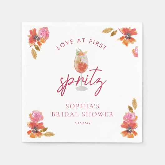 Liebe im ersten Spritz-Brautparty Serviette (Vorderseite)