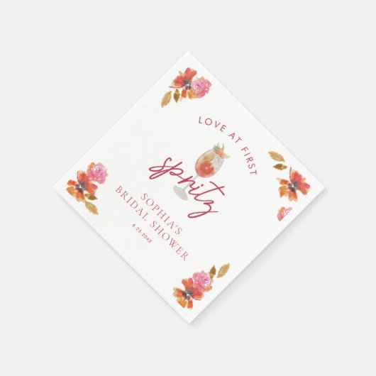 Liebe im ersten Spritz-Brautparty Serviette (Ecke)