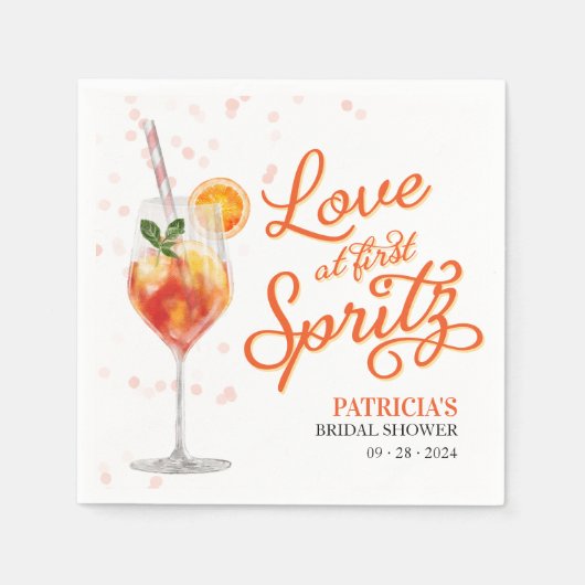 Liebe im ersten Spritz-Brautparty Serviette (Vorderseite)