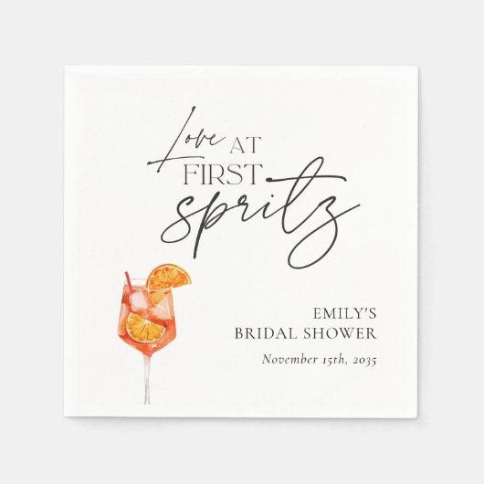 Liebe im ersten Spritz-Brautparty Serviette (Vorderseite)