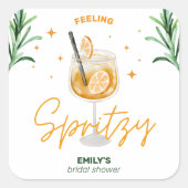 Liebe im ersten Spritz Brautparty Wasserfarbe Nied Quadratischer Aufkleber (Vorderseite)