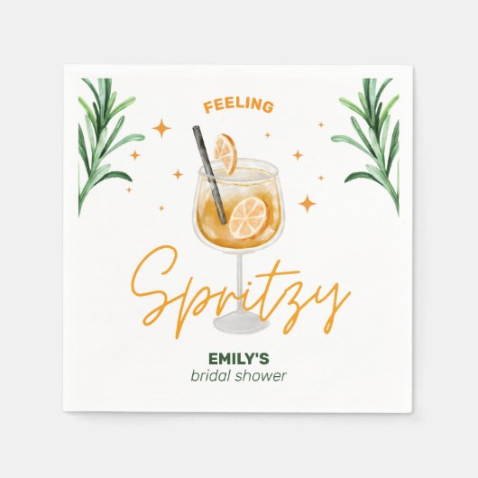 Liebe im ersten Spritz Brautparty Wasserfarbe Nied Serviette (Vorderseite)