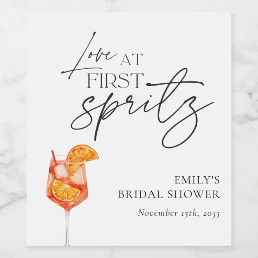 Liebe im ersten Spritz-Brautparty Weinetikett (Einzelnes Label)