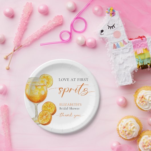 Liebe im ersten Spritz-Brautparty Willkommen Custo Pappteller (Party)