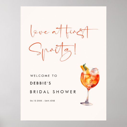 Liebe im ersten Spritz-Brautparty Willkommen Poster (Vorne)