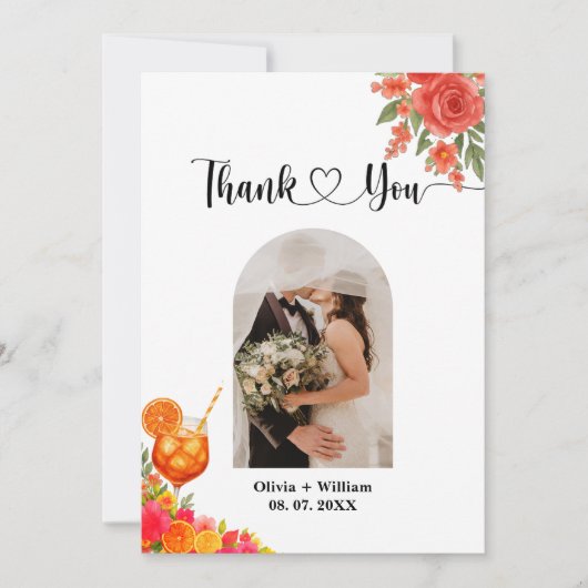 Liebe im ersten Spritz Citrus Orange Brautparty Dankeskarte (Vorderseite)