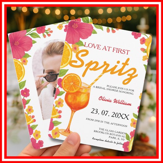 Liebe im ersten Spritz Citrus Orange Brautparty Einladung