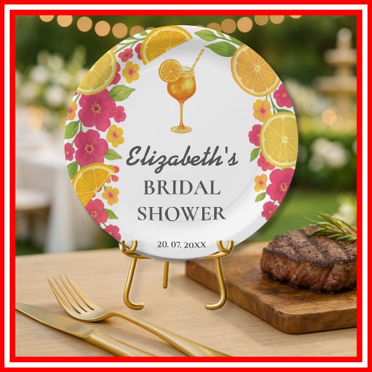 Liebe im ersten Spritz Citrus Orange Brautparty Pappteller