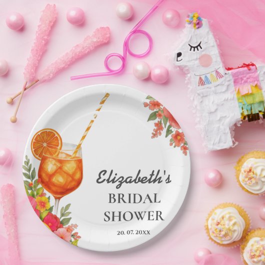 Liebe im ersten Spritz Citrus Orange Brautparty Pappteller (Party)