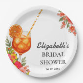 Liebe im ersten Spritz Citrus Orange Brautparty Pappteller (Vorderseite)