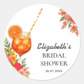 Liebe im ersten Spritz Citrus Orange Brautparty Runder Aufkleber (Vorderseite)