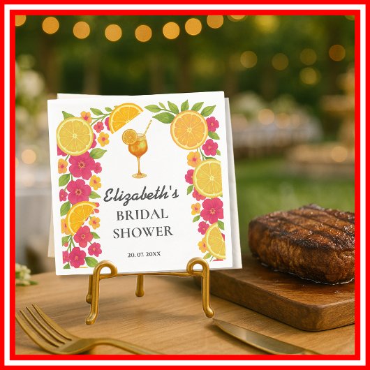 Liebe im ersten Spritz Citrus Orange Brautparty Serviette