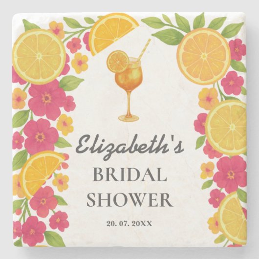 Liebe im ersten Spritz Citrus Orange Brautparty Steinuntersetzer (Vorderseite)