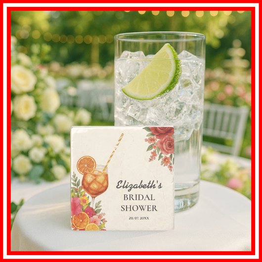 Liebe im ersten Spritz Citrus Orange Brautparty Steinuntersetzer