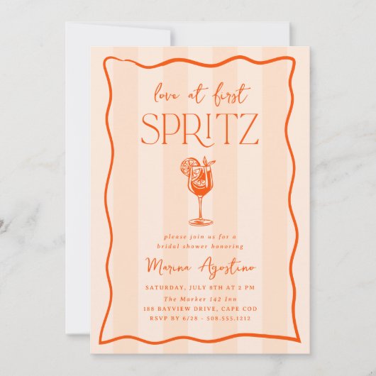 Liebe im ersten Spritz-Doppelseitiges Brautparty Einladung (Vorderseite)