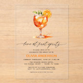 Liebe im ersten Spritz Orange Brautparty Acryleinladungen (Vorderseite)