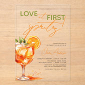 Liebe im ersten Spritz Orange Brautparty Acryleinladungen (Vorderseite)