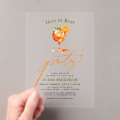 Liebe im ersten Spritz Orange Brautparty Acryleinladungen (Insitu (Handheld))