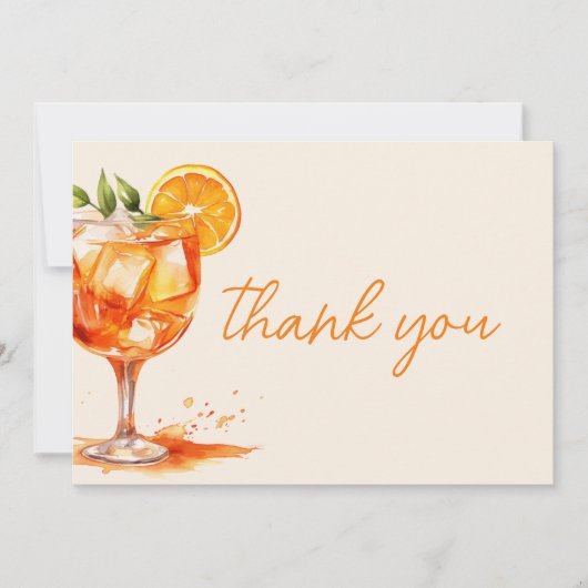 Liebe im ersten Spritz Orange Brautparty Dankeskarte (Vorderseite)