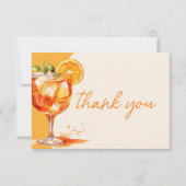 Liebe im ersten Spritz Orange Brautparty Dankeskarte (Vorderseite)