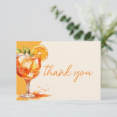Liebe im ersten Spritz Orange Brautparty Dankeskarte (Stehend Vorderseite)