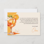 Liebe im ersten Spritz Orange Brautparty Dankeskarte (Rückseite)