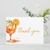 Liebe im ersten Spritz Orange Brautparty Dankeskarte (Stehend Vorderseite)