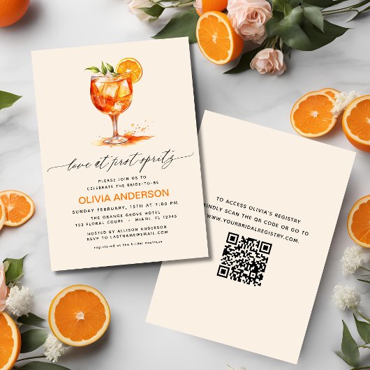 Liebe im ersten Spritz Orange Brautparty Einladung