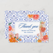 Liebe im ersten spritz-orangen Brautparty Dankeskarte (Vorne/Hinten)