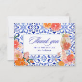 Liebe im ersten spritz-orangen Brautparty Dankeskarte (Vorderseite)