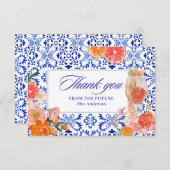 Liebe im ersten spritz-orangen Brautparty Dankeskarte (Vorne/Hinten)