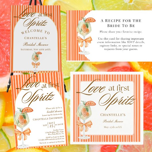 Liebe im ersten Spritz QR-Code Orange-Brautparty Einladung