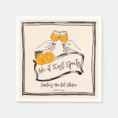 Liebe im ersten Spritz Retro-Orange-Brautparty Serviette (Vorderseite)