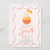 Liebe im ersten Spritz Retro Stripe Brautparty Einladung (Vorderseite)