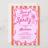 Liebe im ersten Spritz Rosa Orange Brautparty Einladung (Vorderseite)
