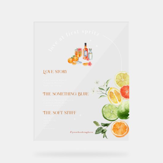 Liebe im ersten Spritz | Signaturentrink Acrylschild (Vorderseite)