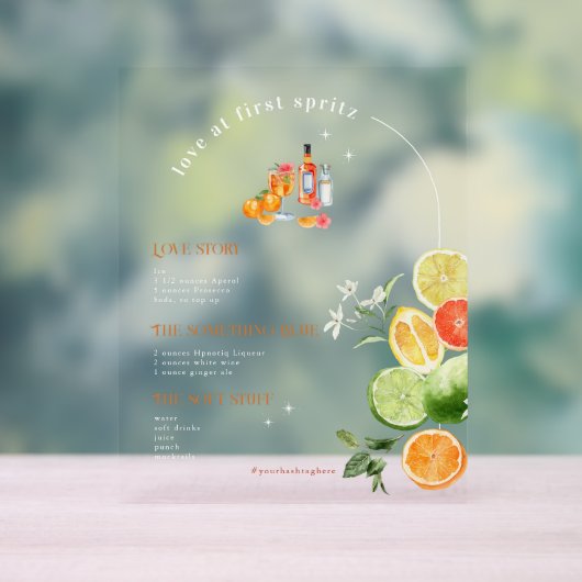 Liebe im ersten Spritz | Signaturentrink Acrylschild (Neutral)