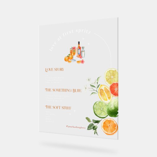 Liebe im ersten Spritz | Signaturentrink Acrylschild (Winkel)