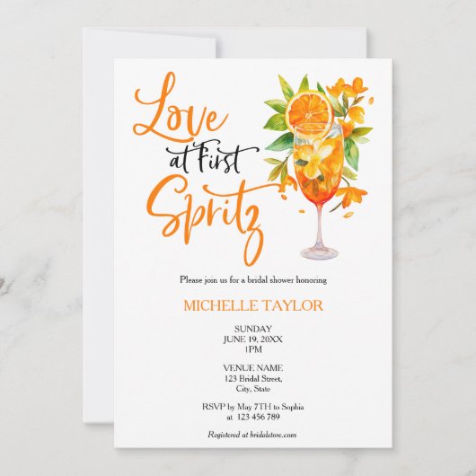 Liebe im ersten Spritz Summer Brautparty Einladung (Vorderseite)