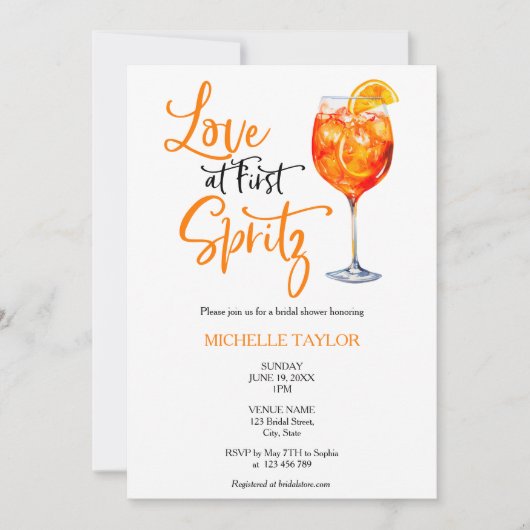 Liebe im ersten Spritz Summer Brautparty Einladung (Vorderseite)
