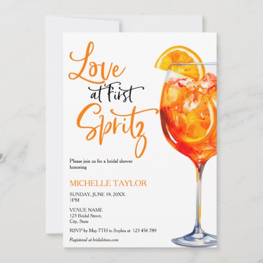 Liebe im ersten Spritz Summer Brautparty Einladung (Vorderseite)