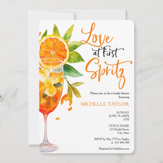 Liebe im ersten Spritz Summer Brautparty Einladung (Vorderseite)