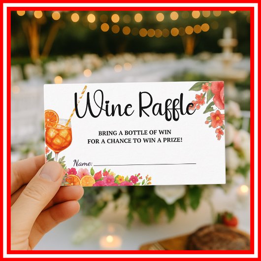 Liebe im ersten Spritz Wine Raffle Brautparty Begleitkarte