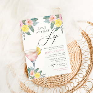 Liebe im First Sip Bright Cocktail Brautparty Einladung
