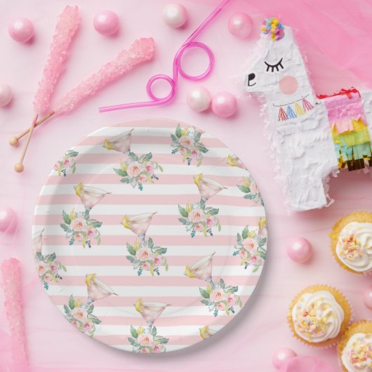 Liebe im First Sip Bright Cocktail Brautparty Pappteller (Party)