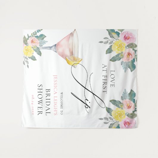 Liebe im First Sip Bright Cocktail Brautparty Wandteppich (Vorderseite (Horizontal))