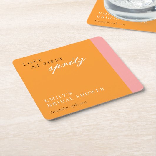 Liebe im First Spritz Modernes Brautparty Rechteckiger Pappuntersetzer (angewinkelt)