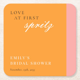 Liebe im First Spritz Modernes Brautparty Rechteckiger Pappuntersetzer