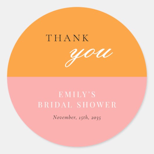 Liebe im First Spritz Modernes Brautparty Runder Aufkleber (Vorderseite)